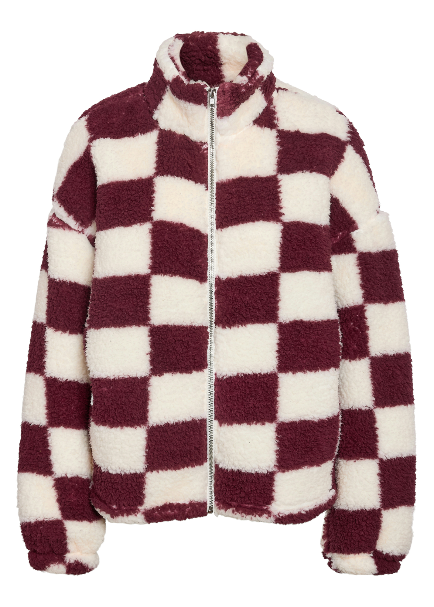 Noisy May - White and Burgundy Checkerboard Fleece