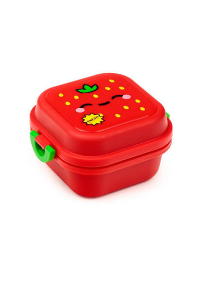 Puckator - Elidi the Strawberry Foodiemals Clip Lock Stacked Bento Snack Lunch Box