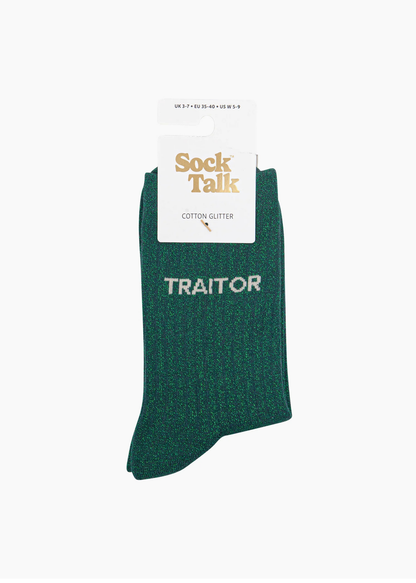 Sock Talk - Green Glitter ‘ Traitor’ Socks