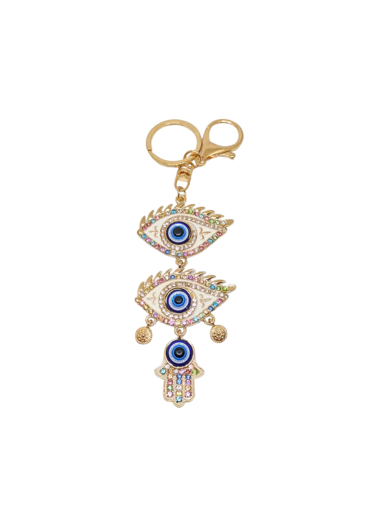 The Edit - Pastel Jewel Double Evil Eye Keyring