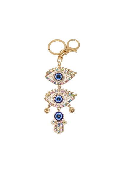 The Edit - Pastel Jewel Double Evil Eye Keyring