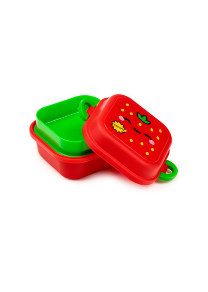 Puckator - Elidi the Strawberry Foodiemals Clip Lock Stacked Bento Snack Lunch Box