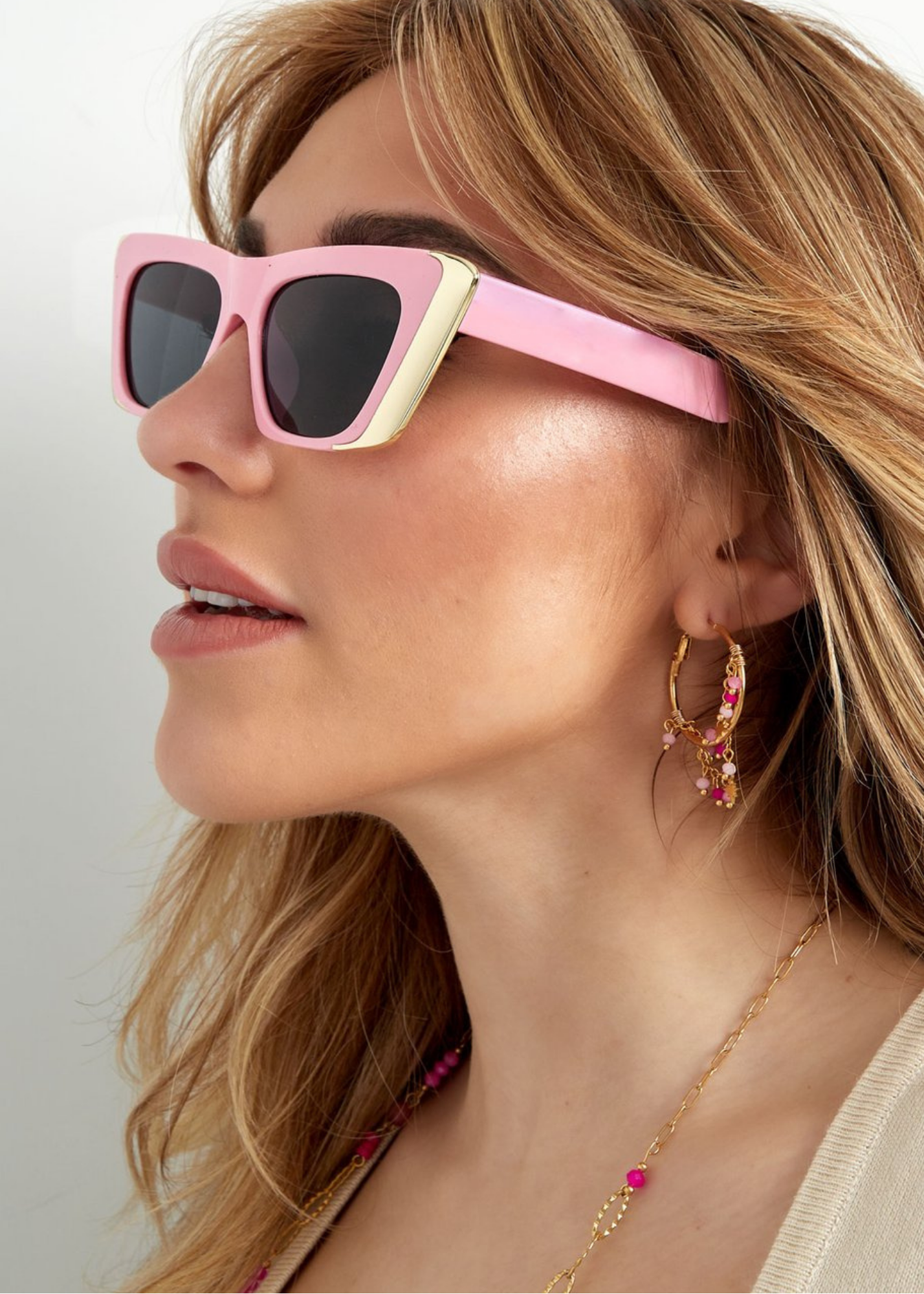 The Edit - Gold Lined Sunglasses in Pink