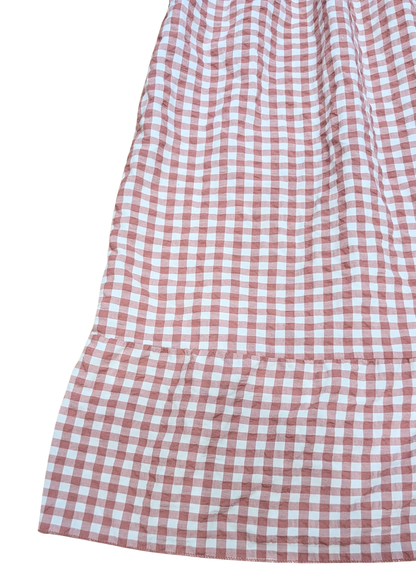 The Edit - Mauve Gingham Shirred Dress