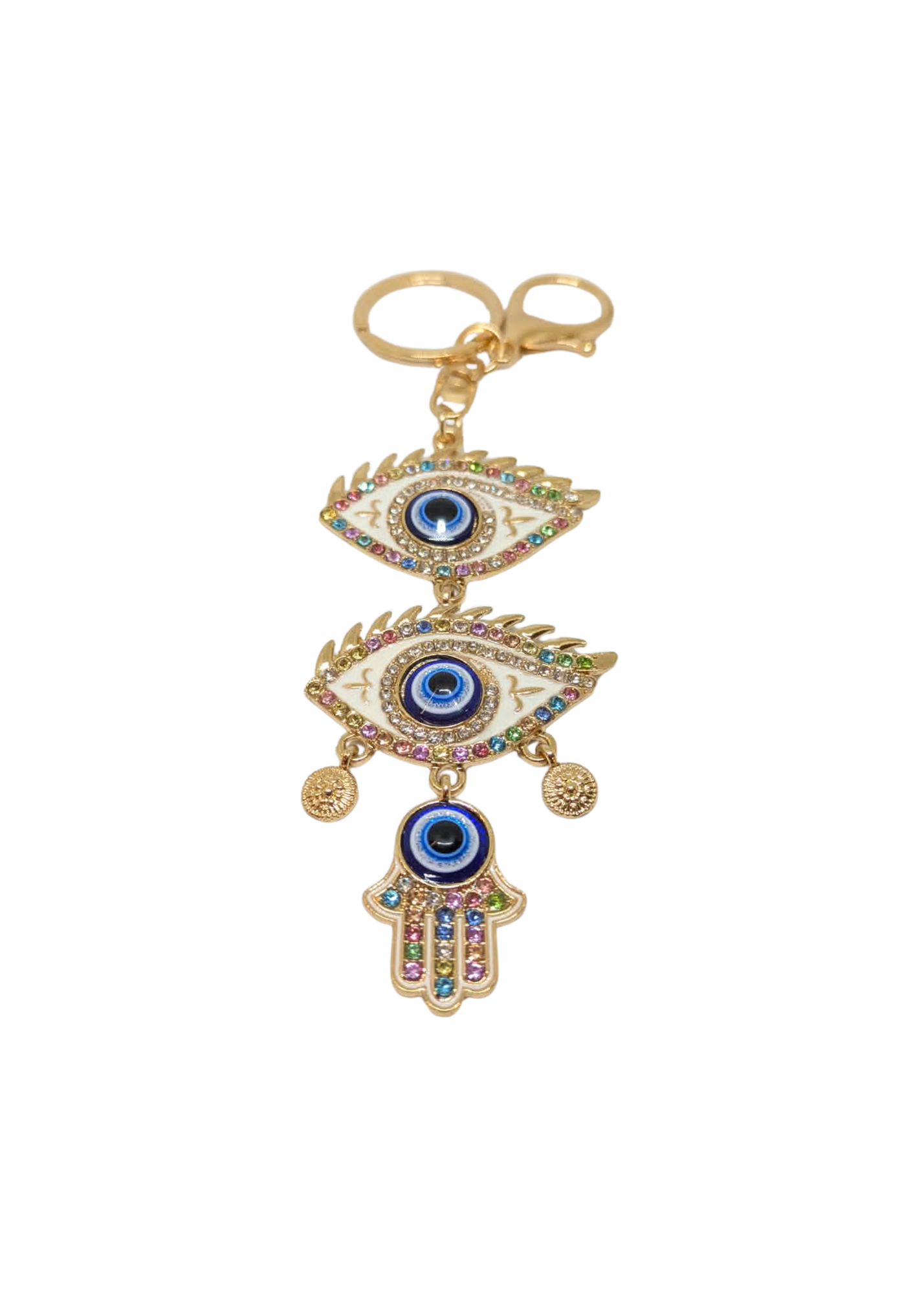 The Edit - Pastel Jewel Double Evil Eye Keyring