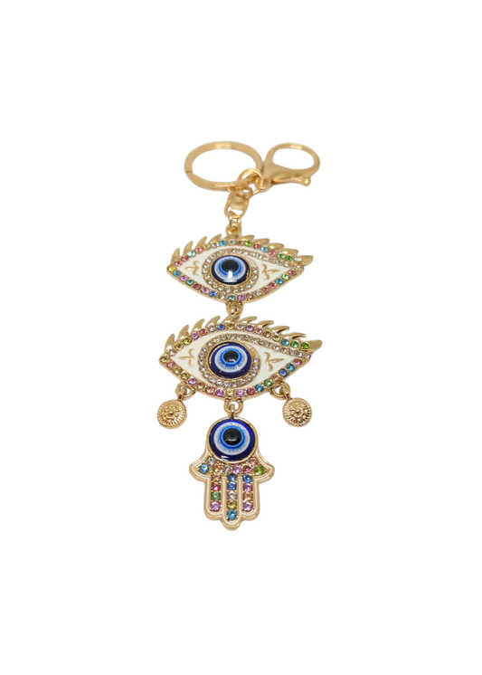 The Edit - Pastel Jewel Double Evil Eye Keyring