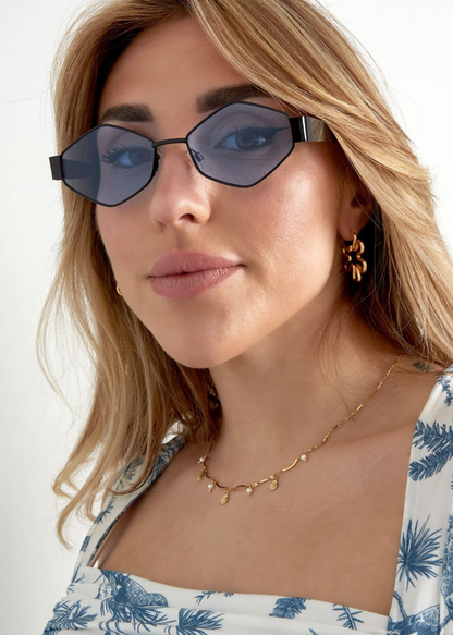 The Edit - Hexagonal Sunglasses in Blue