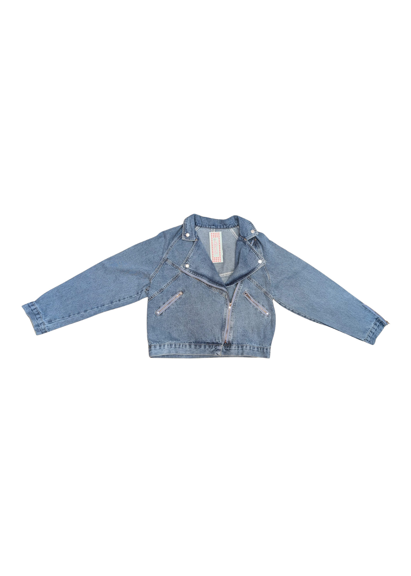 The Edit - Blue Denim Asymmetric Biker Jacket