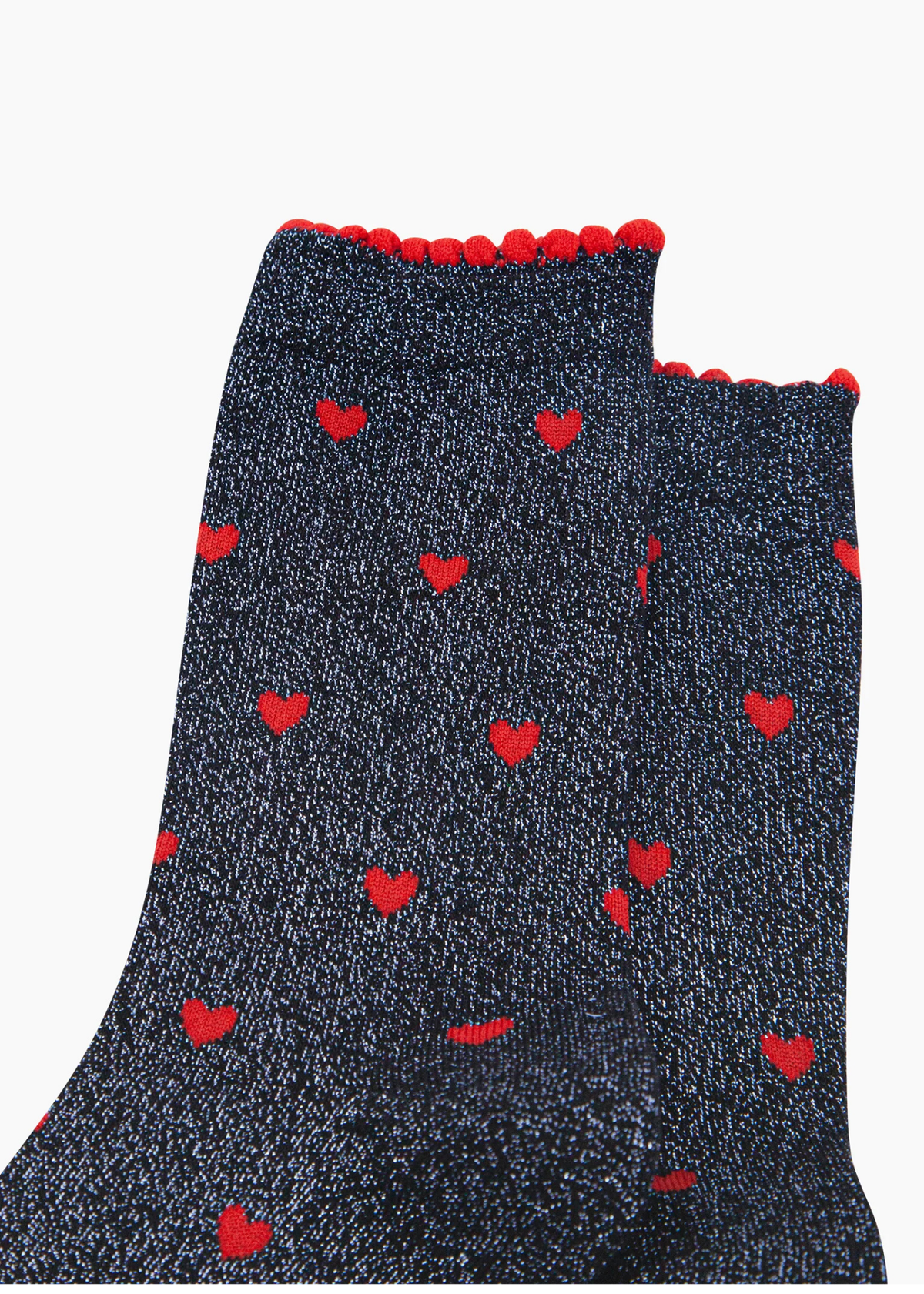 Sock Talk - Navy Blue Glitter Love Hearts Socks