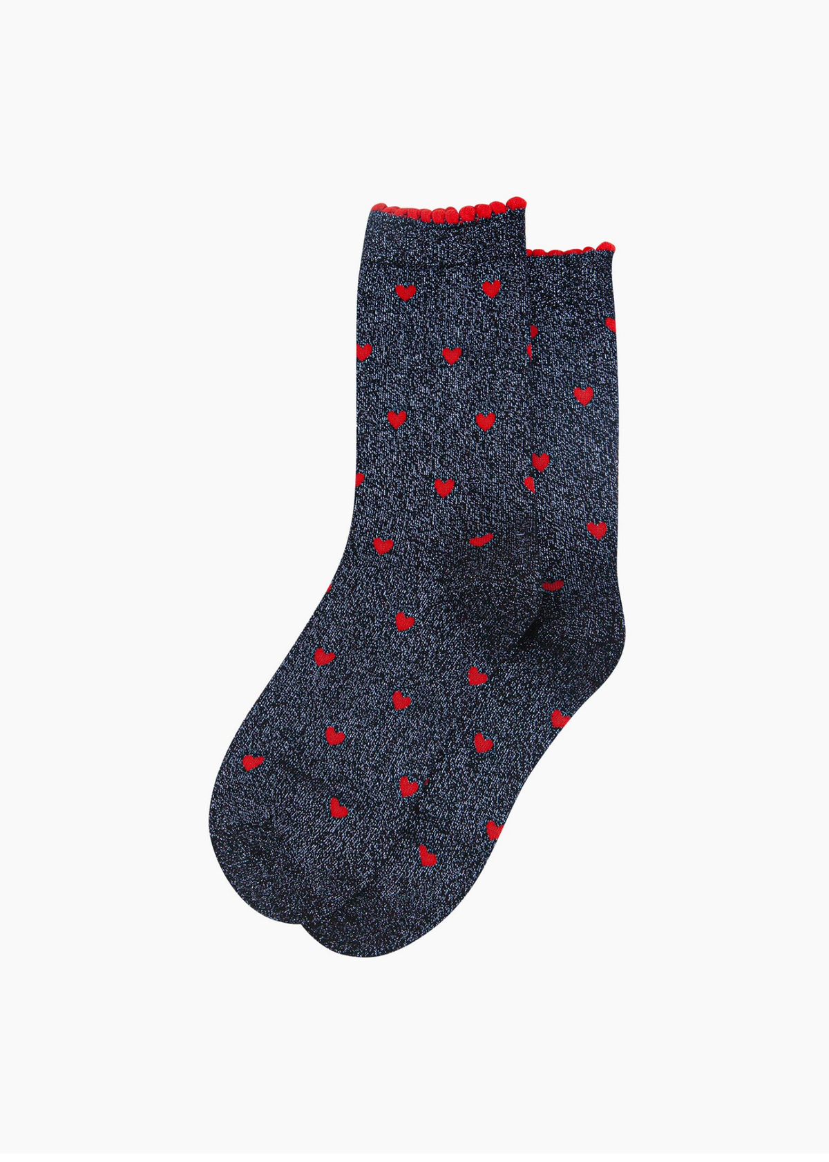 Sock Talk - Navy Blue Glitter Love Hearts Socks
