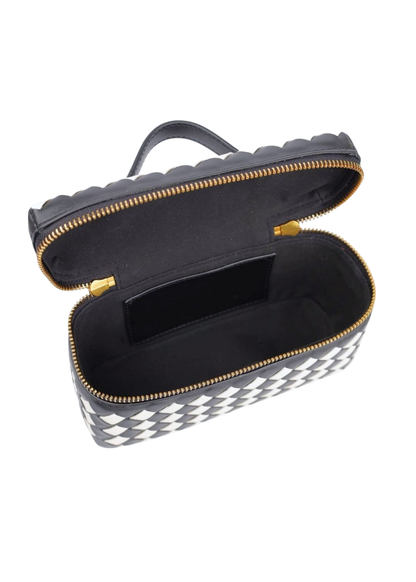 The Edit - Black & White Woven Check Cube Bag
