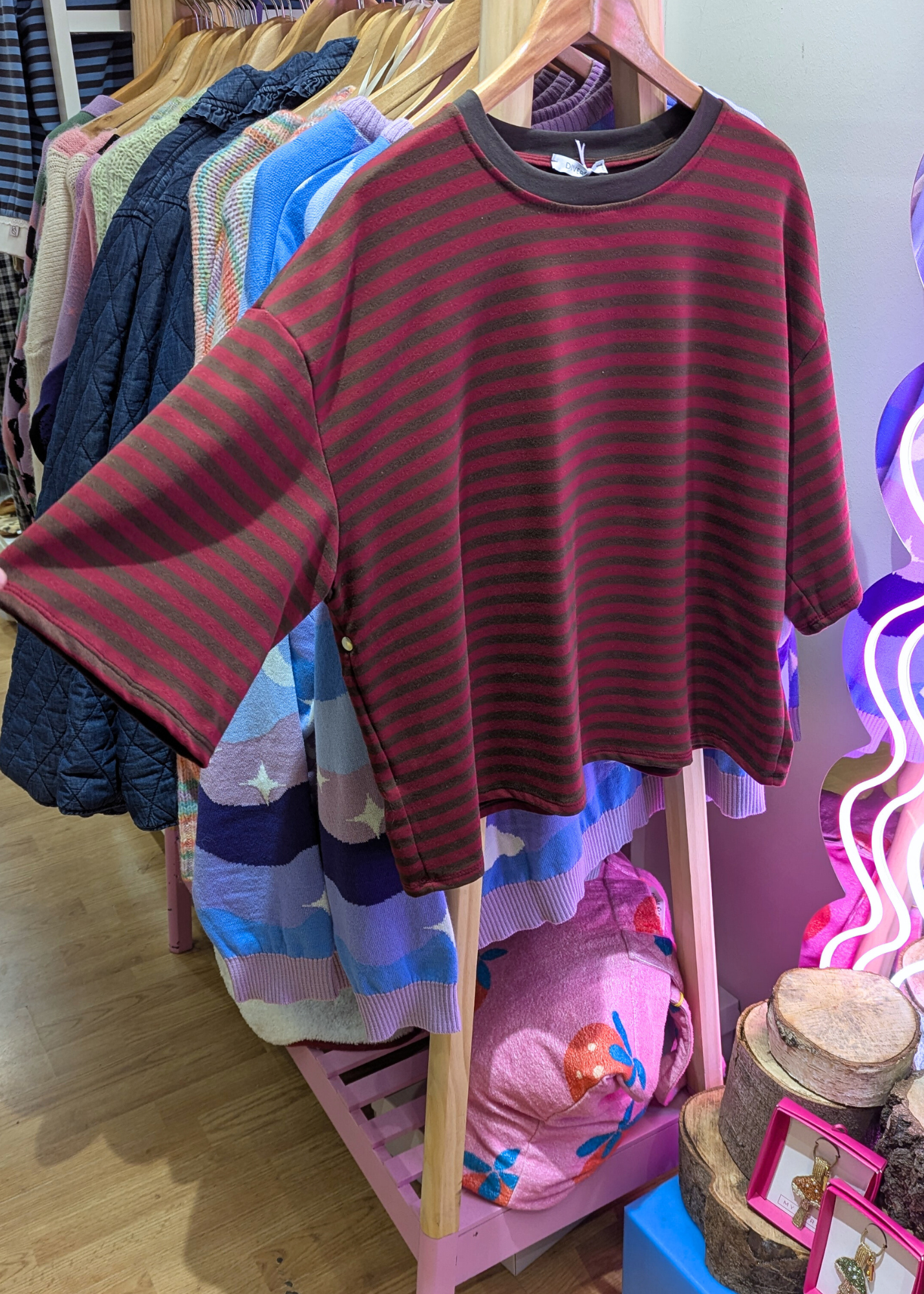 The Edit - Burgundy and Brown Stripe Tee
