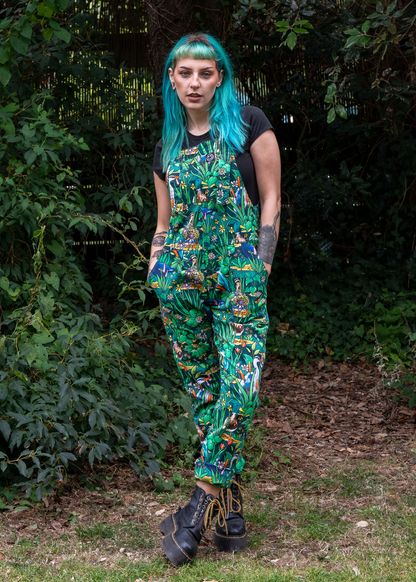 Rebel Romance - Pond Birds Stretch Dungarees