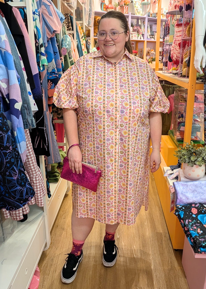 The Edit - Pastel Wallpaper Flower Print Shirt Dress