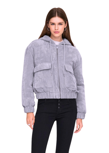 Only - Dusky Lilac Corduroy Quilted Jacket with Hood