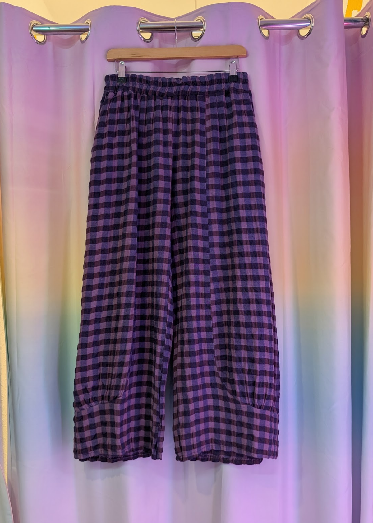 The Edit - Plum & Lavender Checked Gingham Balloon Trousers
