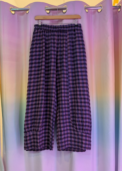 The Edit - Plum & Lavender Checked Gingham Balloon Trousers