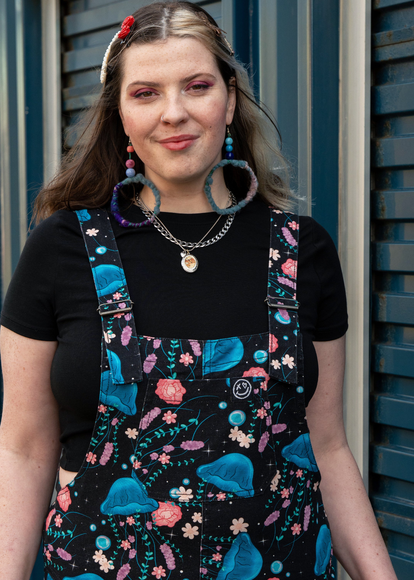 Rebel Romance - Floral Jellyfish Stretch Dungarees