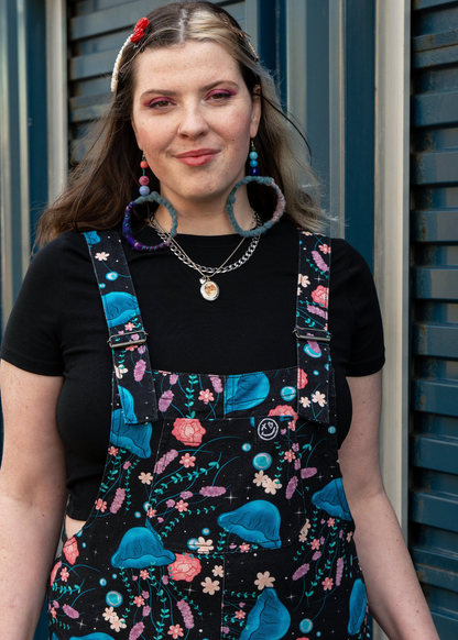 Rebel Romance - Floral Jellyfish Stretch Dungarees