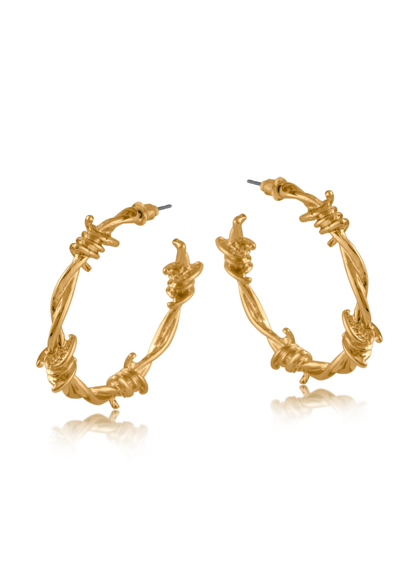 Big Metal London - Sylvana Barbwire Hoop Earrings in Gold