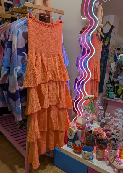 The Edit - Orange Strapless Rara Dress