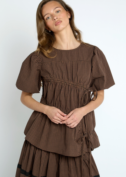 Daisy Street - Brown Check Hemlock Top