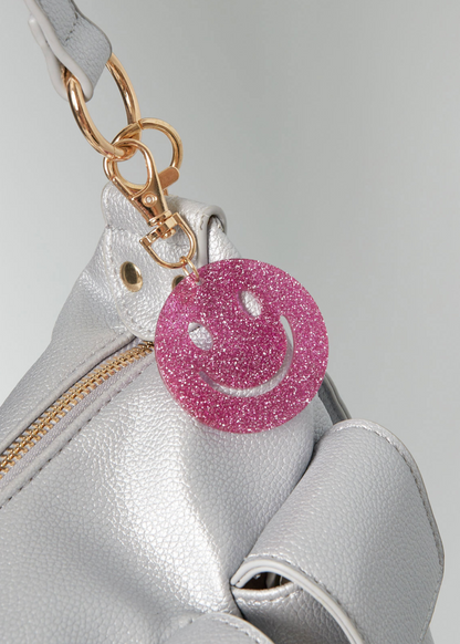 The Edit - Blue Glitter Smiley Face Keyring