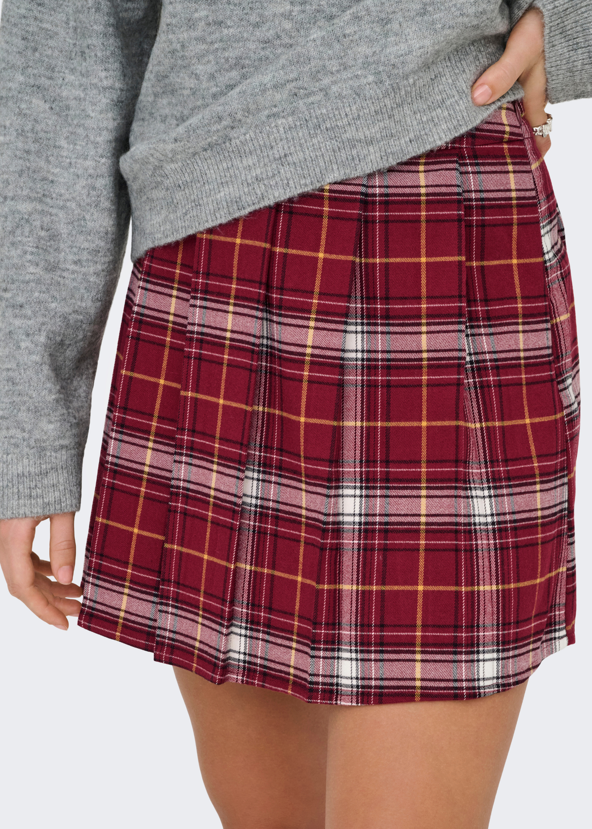 Only - Red & White Checked Mini Skirt