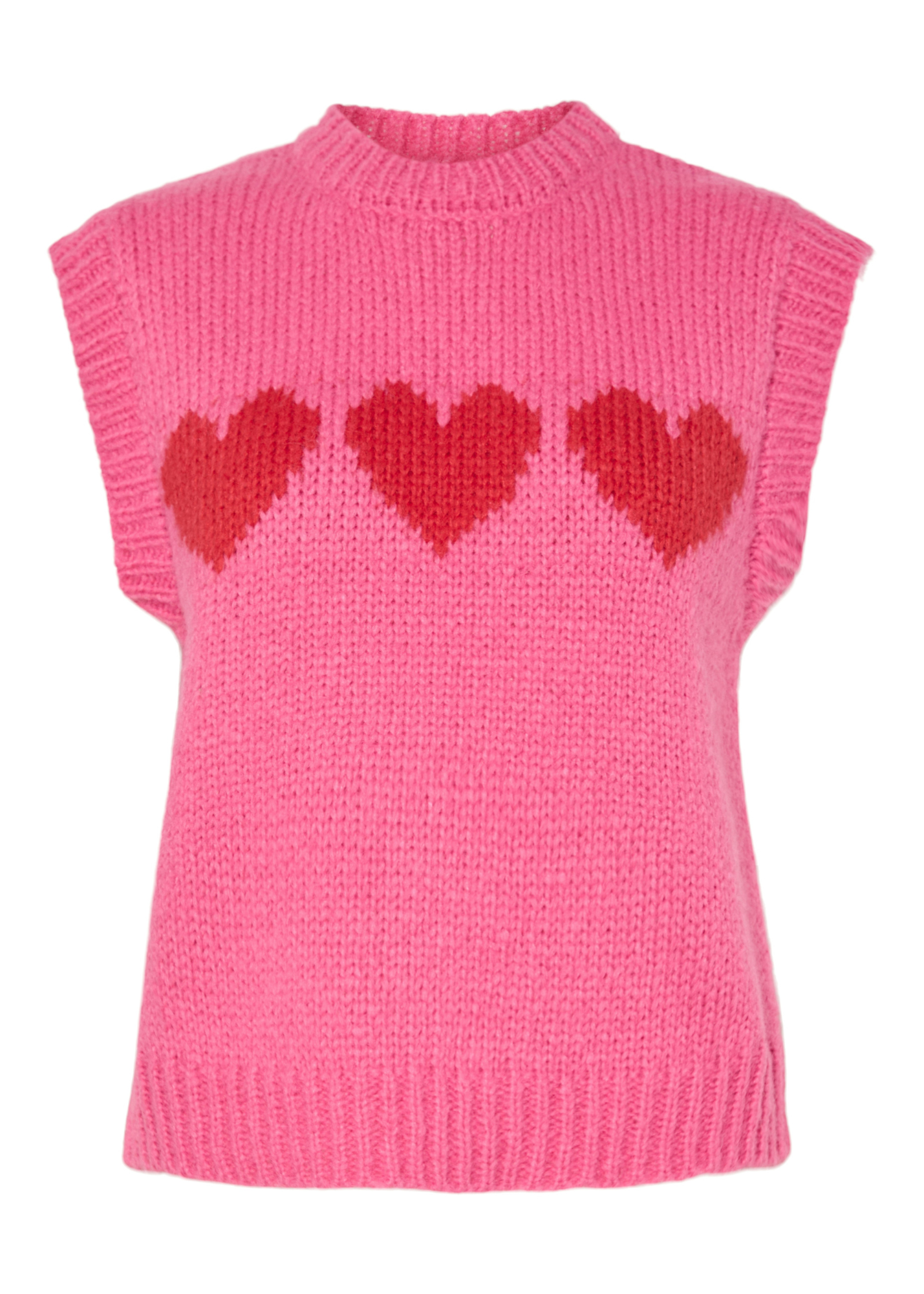 Pieces - Pink Heart Knit Vest