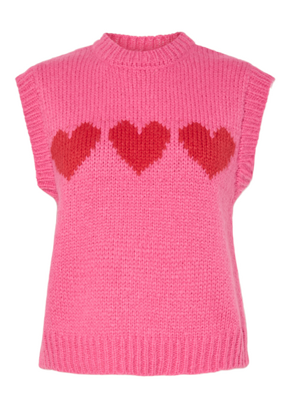 Pieces - Pink Heart Knit Vest