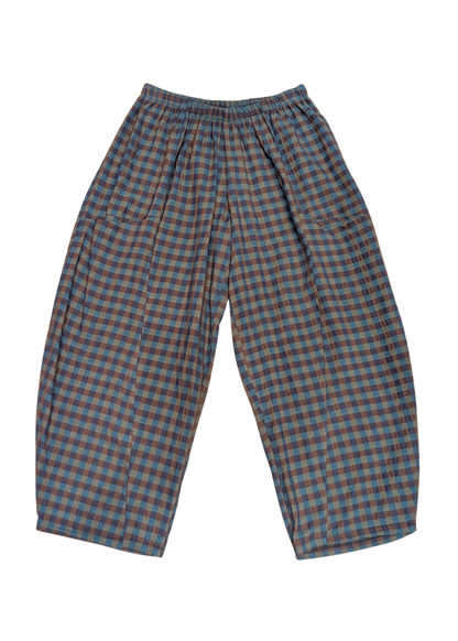 The Edit - Blue & Green Gingham Check Cocoon Trousers