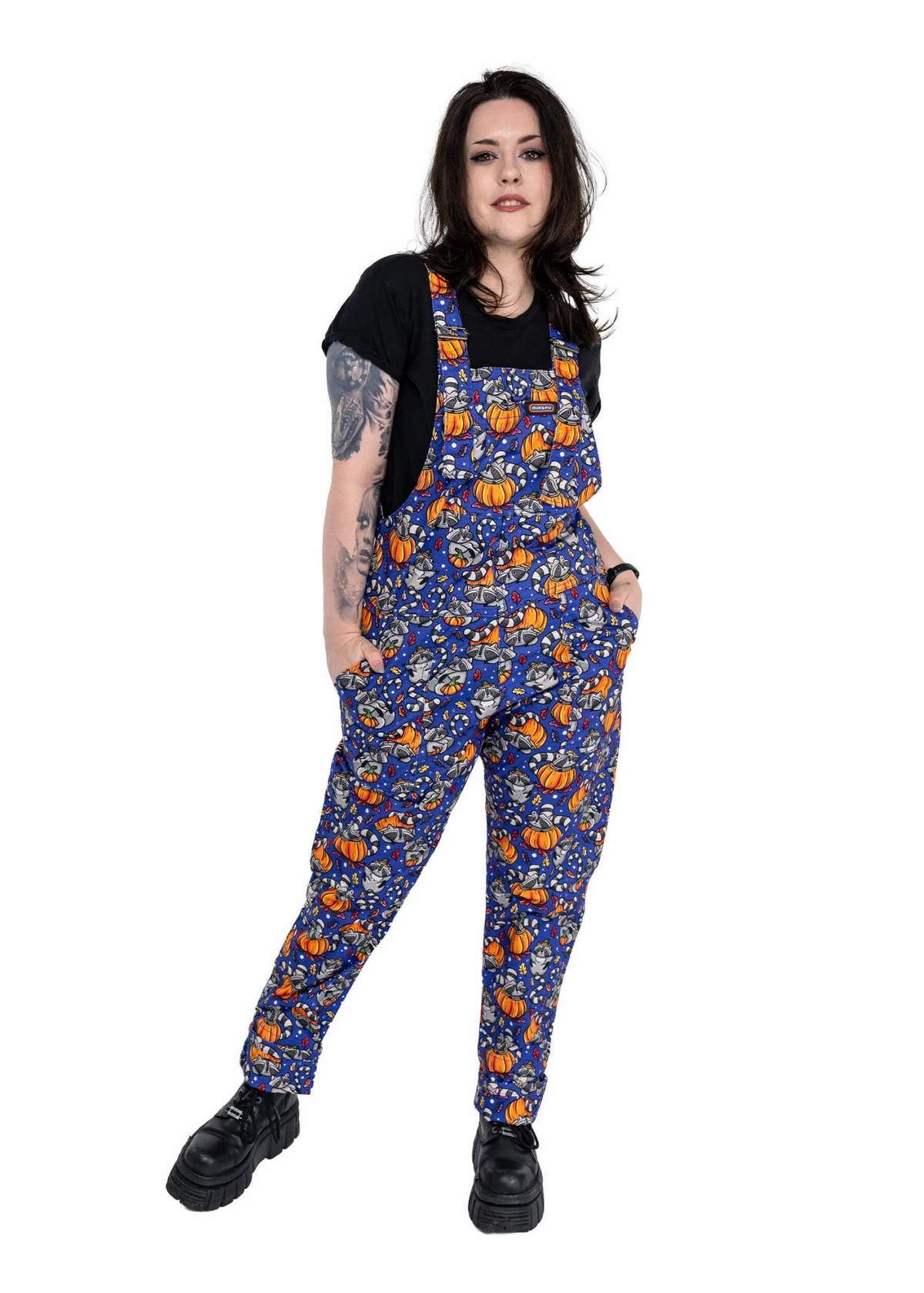Run & Fly - Pumpkin Racoon Stretch Twill Dungarees