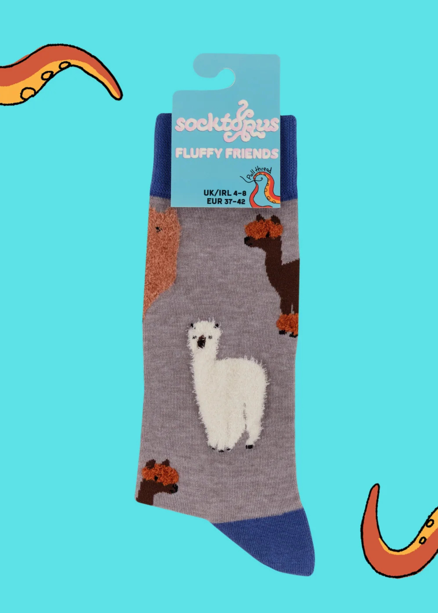 Socktopus - Grey Fluffy Alpaca Socks