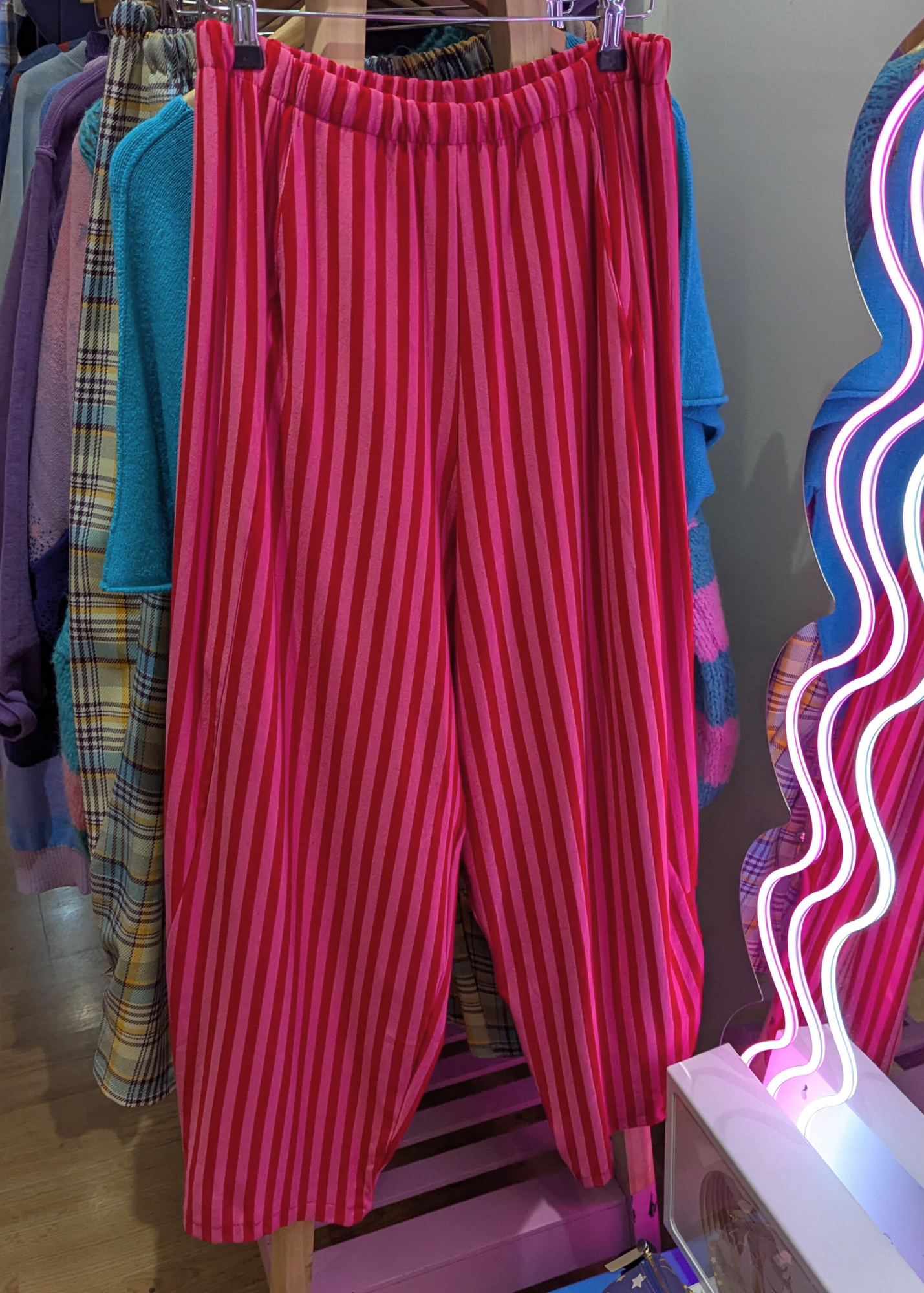 The Edit - Pink and Red Stripe Cocoon Joggers