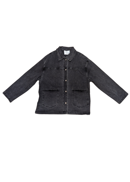 The Edit - Oversized Black Stretch Denim Work Jacket