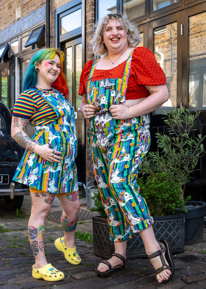 Run & Fly - Unicorn Stripes Stretch Twill Pinafore Dress