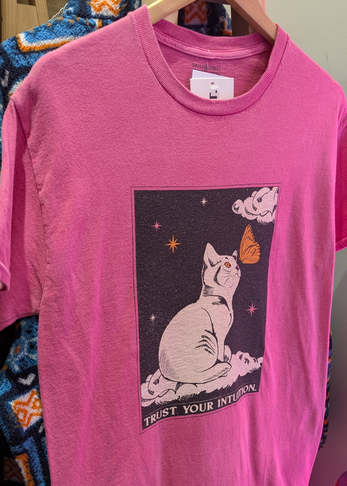Daisy Street - Washed Pink Trust Your Intuition Cat Tee