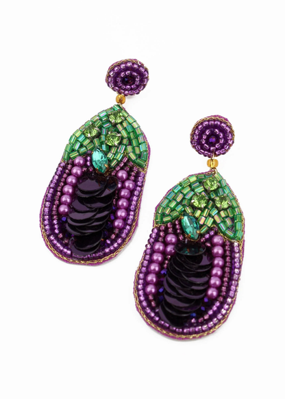 My Doris - Beaded Aubergine Earrings