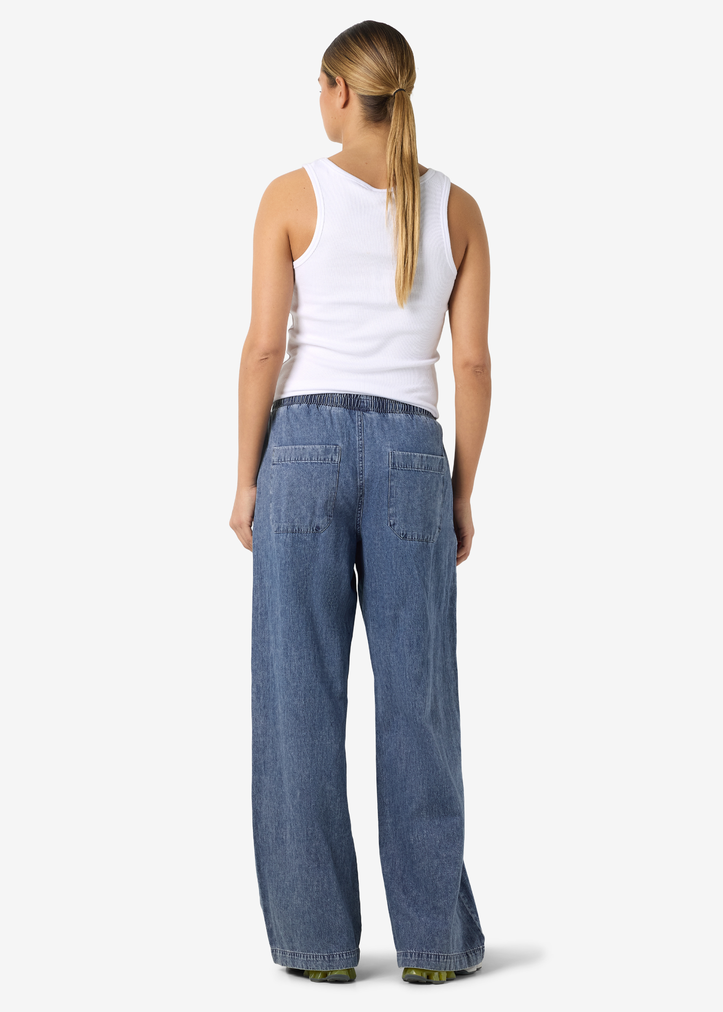Noisy May Curve - Wide Leg Blue Denim Trousers