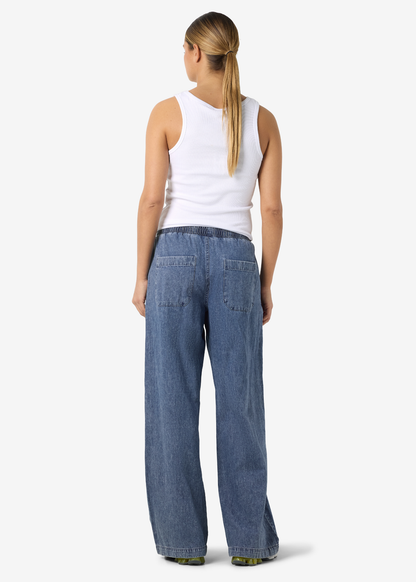 Noisy May Curve - Wide Leg Blue Denim Trousers