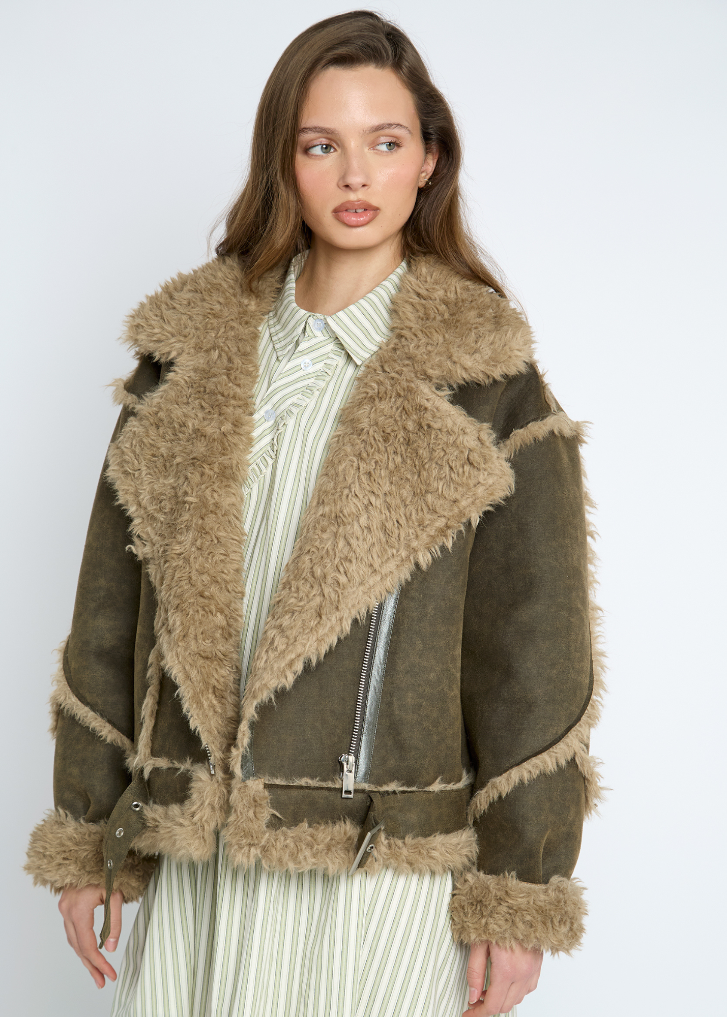 Daisy Street - Suedette Faux Fur Lined Coat