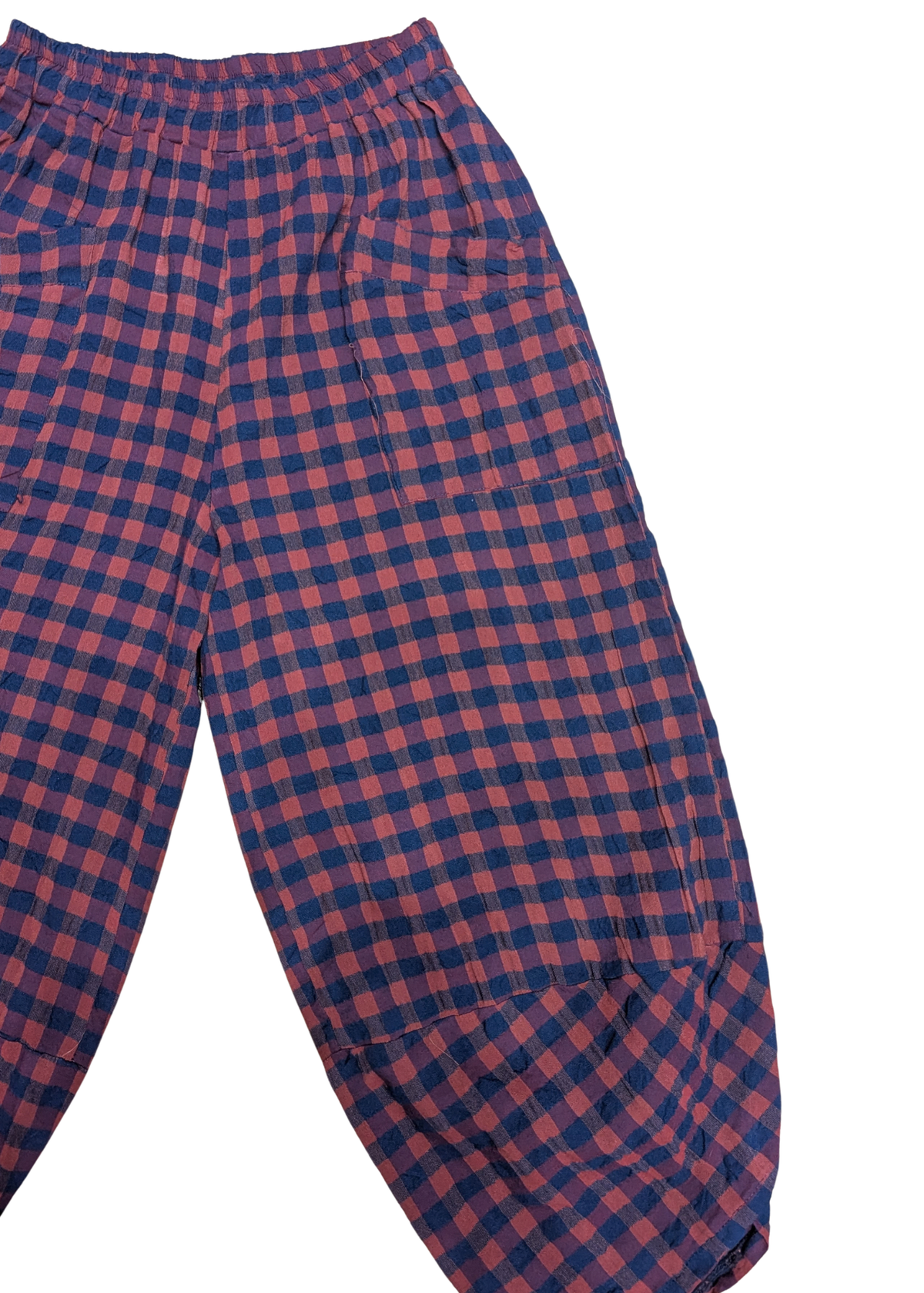 The Edit - Red & Blue Checked Gingham Tulip Cocoon Trousers