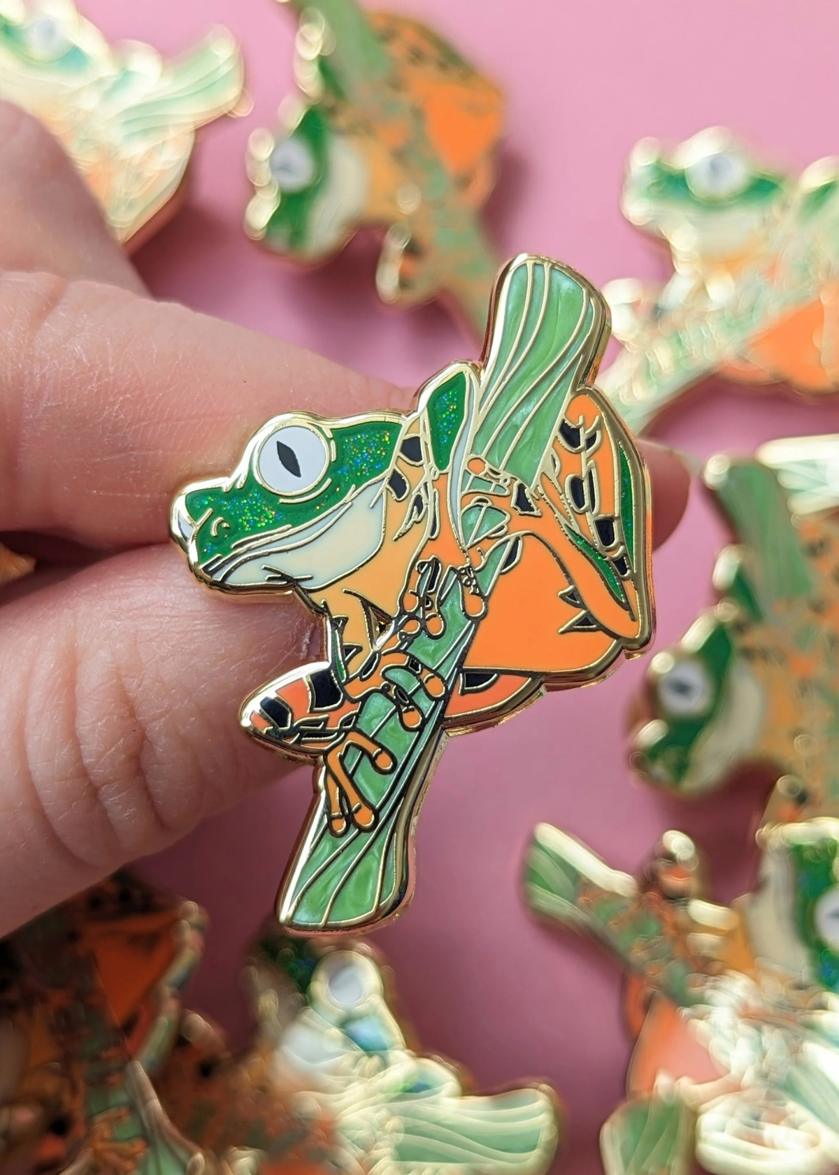 Drawn to Nature - Tiger Leg Tree Frog Enamel Pin