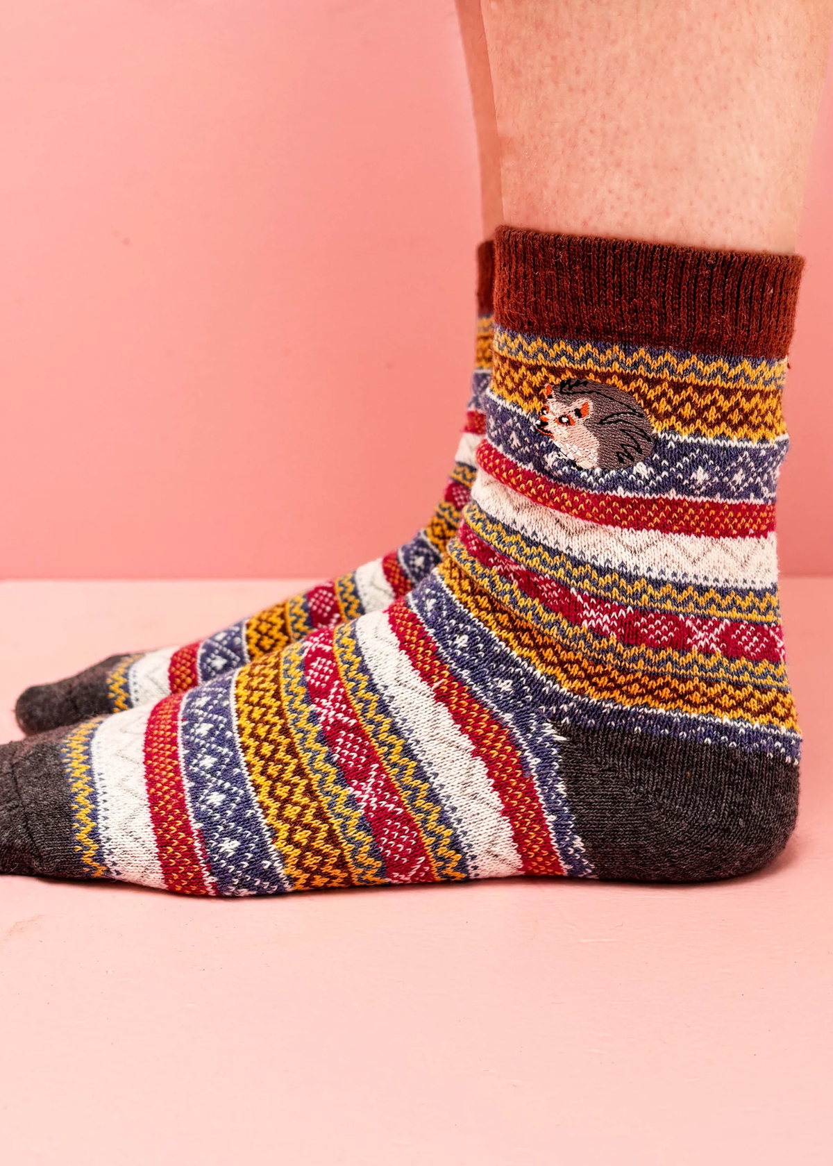 House of Disaster - Secret Garden Hedgehog Fair Isle Socks