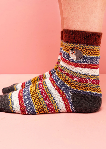 House of Disaster - Secret Garden Hedgehog Fair Isle Socks
