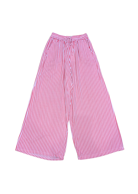 The Edit - Raspberry & Pink Stripe Linen Trousers