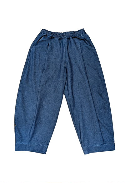 The Edit - Blue Denim Stretch Twill Cocoon Trousers