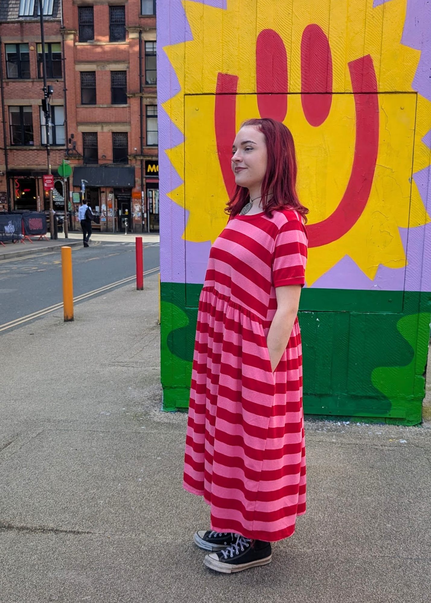 The Edit - Pink & Red Sugar Stripes Smock Dress