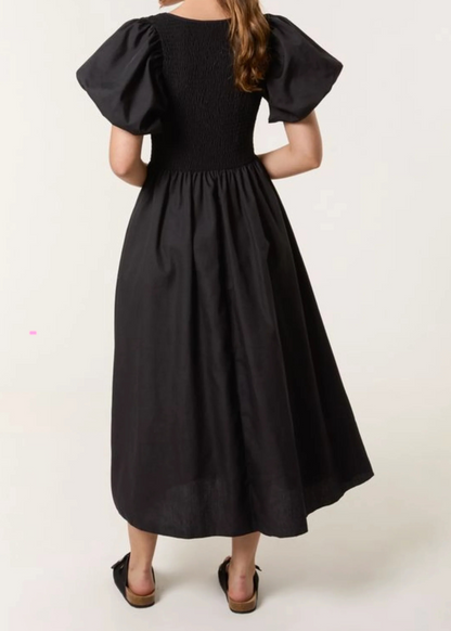 The Edit - Black Puff Sleeve Midaxi Dress