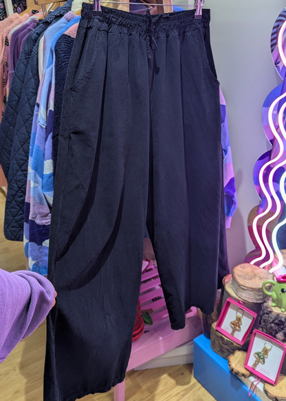 The Edit - Black Corduroy Wide Leg Trousers